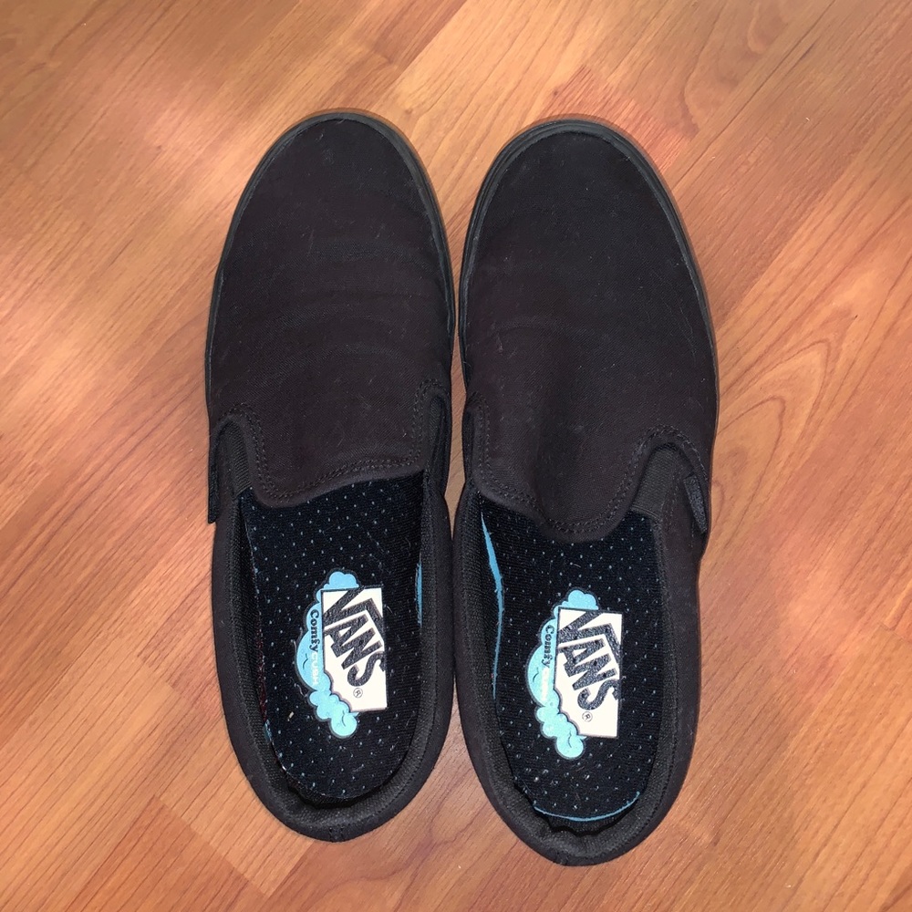 Comfy cush black slip on vans